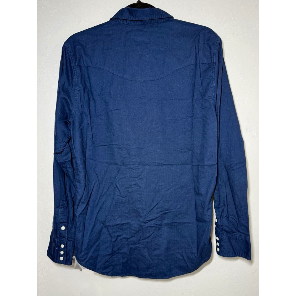 Tecovas Pearl Snap Western Shirt Mens Medium Navy Blue Long Sleeve 100% Cotton - Picture 10 of 10